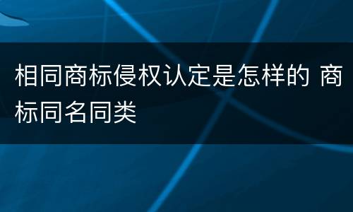 相同商标侵权认定是怎样的 商标同名同类