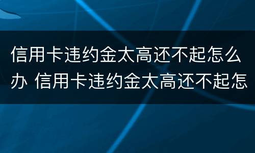 信用卡违约金太高还不起怎么办 信用卡违约金太高还不起怎么办理