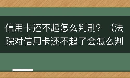 信用卡还不起怎么判刑？（法院对信用卡还不起了会怎么判）