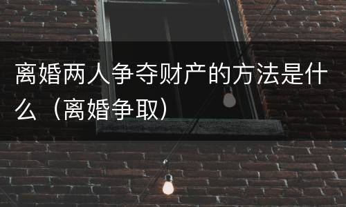 离婚两人争夺财产的方法是什么（离婚争取）
