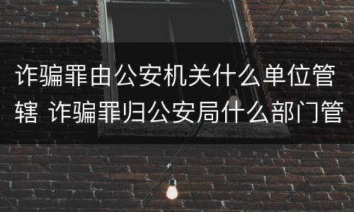 诈骗罪由公安机关什么单位管辖 诈骗罪归公安局什么部门管