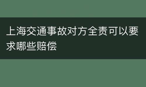 上海交通事故对方全责可以要求哪些赔偿