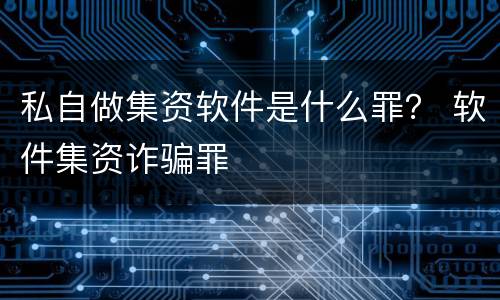 私自做集资软件是什么罪？ 软件集资诈骗罪