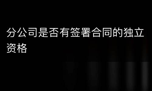 分公司是否有签署合同的独立资格