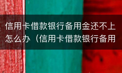 信用卡借款银行备用金还不上怎么办（信用卡借款银行备用金还不上怎么办呢）