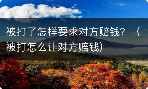 被打了怎样要求对方赔钱？（被打怎么让对方赔钱）