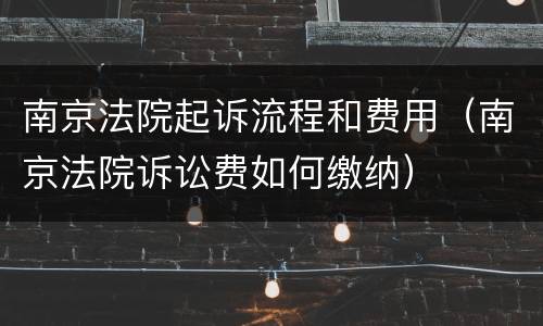 南京法院起诉流程和费用（南京法院诉讼费如何缴纳）