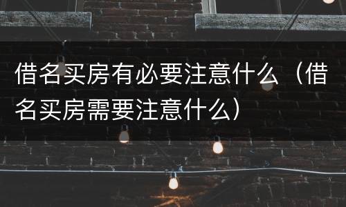 借名买房有必要注意什么（借名买房需要注意什么）