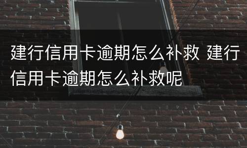 建行信用卡逾期怎么补救 建行信用卡逾期怎么补救呢