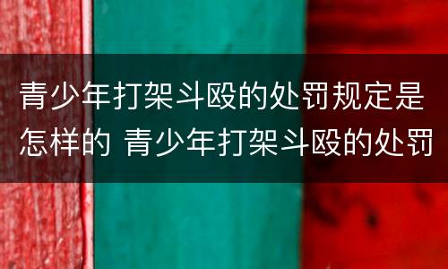 青少年打架斗殴的处罚规定是怎样的 青少年打架斗殴的处罚规定是怎样的呢