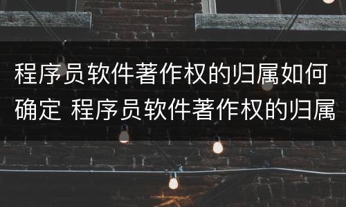 程序员软件著作权的归属如何确定 程序员软件著作权的归属如何确定出来