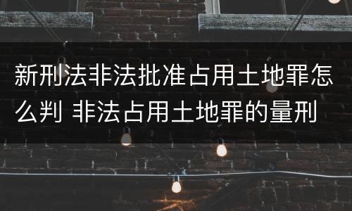 新刑法非法批准占用土地罪怎么判 非法占用土地罪的量刑
