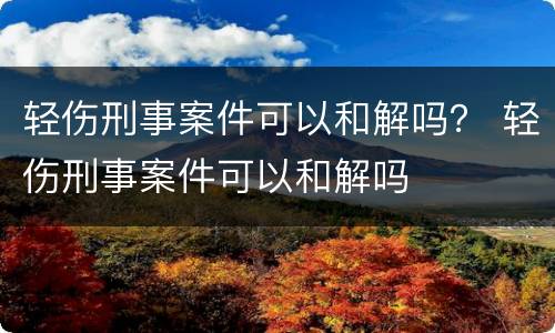 轻伤刑事案件可以和解吗？ 轻伤刑事案件可以和解吗