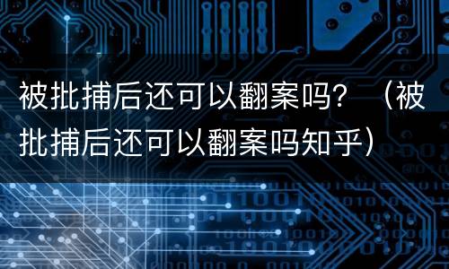 被批捕后还可以翻案吗？（被批捕后还可以翻案吗知乎）