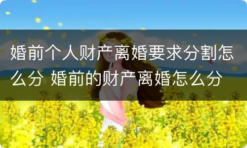 婚前个人财产离婚要求分割怎么分 婚前的财产离婚怎么分