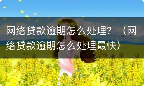 网络贷款逾期怎么处理？（网络贷款逾期怎么处理最快）