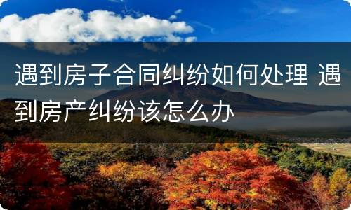 遇到房子合同纠纷如何处理 遇到房产纠纷该怎么办