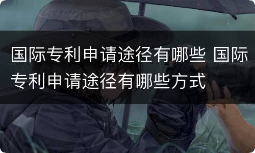 国际专利申请途径有哪些 国际专利申请途径有哪些方式
