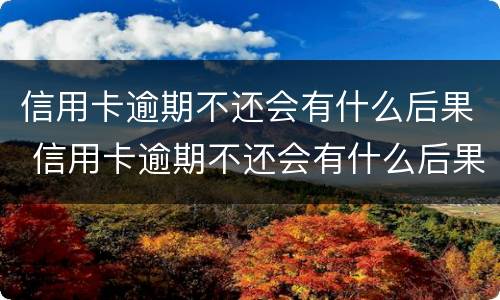信用卡逾期不还会有什么后果 信用卡逾期不还会有什么后果严重?