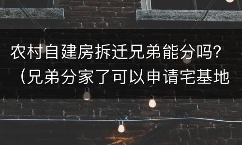 农村自建房拆迁兄弟能分吗？（兄弟分家了可以申请宅基地建房吗）