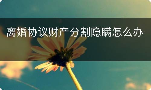 离婚协议财产分割隐瞒怎么办