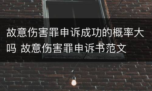 故意伤害罪申诉成功的概率大吗 故意伤害罪申诉书范文