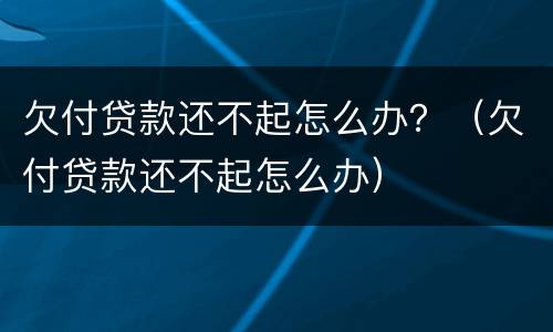 欠付贷款还不起怎么办？（欠付贷款还不起怎么办）