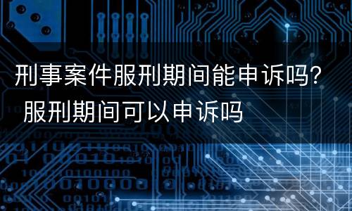 刑事案件服刑期间能申诉吗？ 服刑期间可以申诉吗