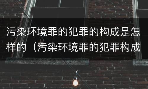 污染环境罪的犯罪的构成是怎样的（污染环境罪的犯罪构成及特点）