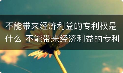 不能带来经济利益的专利权是什么 不能带来经济利益的专利权是什么