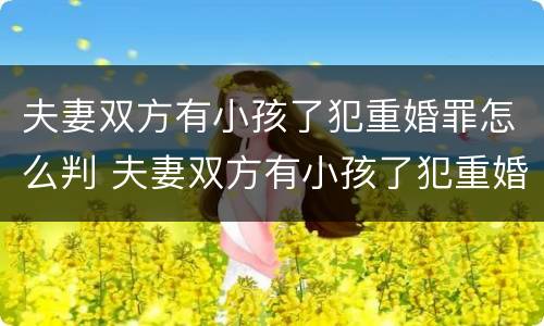夫妻双方有小孩了犯重婚罪怎么判 夫妻双方有小孩了犯重婚罪怎么判决