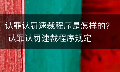 认罪认罚速裁程序是怎样的？ 认罪认罚速裁程序规定