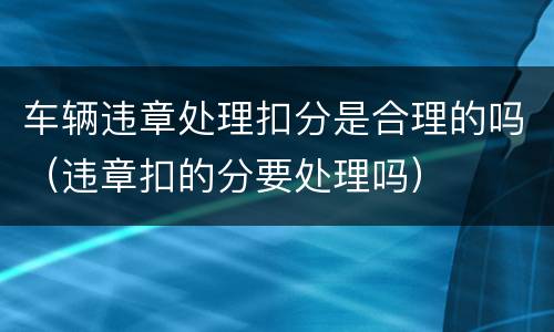 车辆违章处理扣分是合理的吗（违章扣的分要处理吗）