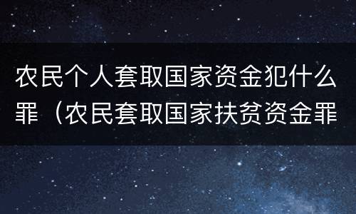 农民个人套取国家资金犯什么罪（农民套取国家扶贫资金罪）