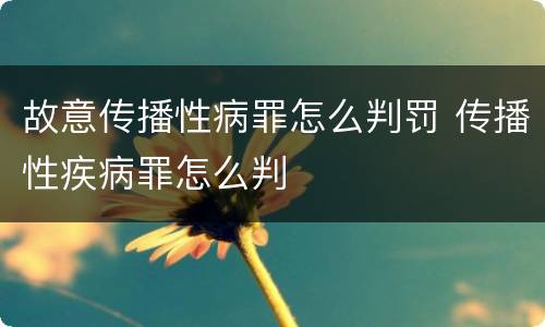 故意传播性病罪怎么判罚 传播性疾病罪怎么判