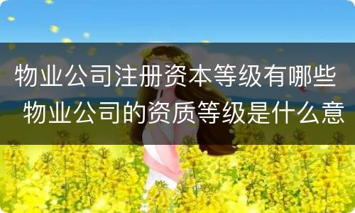 物业公司注册资本等级有哪些 物业公司的资质等级是什么意思