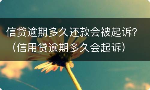 信贷逾期多久还款会被起诉？（信用贷逾期多久会起诉）