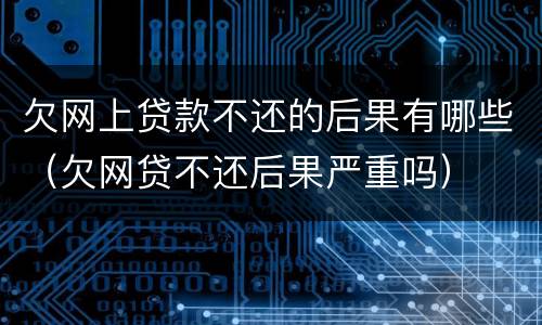 欠网上贷款不还的后果有哪些（欠网贷不还后果严重吗）