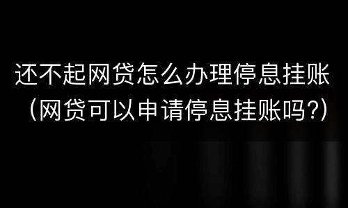 还不起网贷怎么办理停息挂账（网贷可以申请停息挂账吗?）