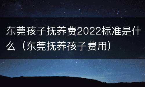 东莞孩子抚养费2022标准是什么（东莞抚养孩子费用）