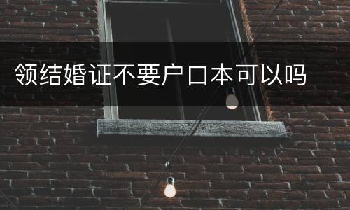 领结婚证不要户口本可以吗