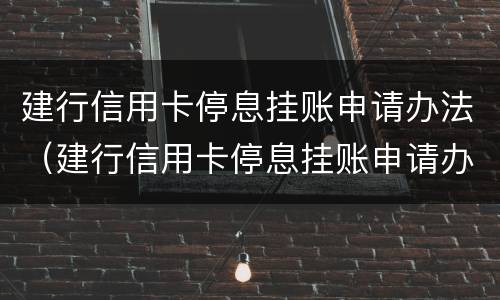 建行信用卡停息挂账申请办法（建行信用卡停息挂账申请办法最新）