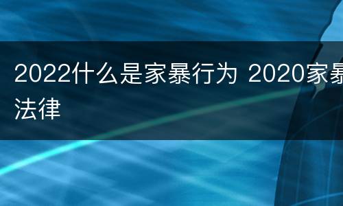 2022什么是家暴行为 2020家暴法律