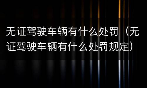 无证驾驶车辆有什么处罚（无证驾驶车辆有什么处罚规定）