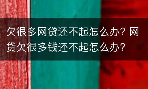 欠很多网贷还不起怎么办? 网贷欠很多钱还不起怎么办?