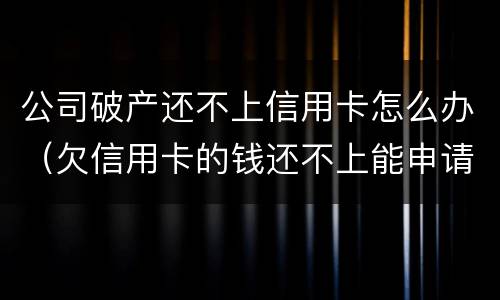 公司破产还不上信用卡怎么办（欠信用卡的钱还不上能申请破产吗）