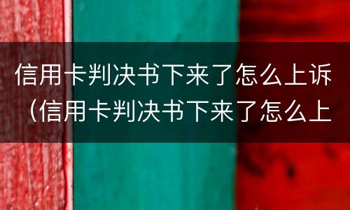 信用卡判决书下来了怎么上诉（信用卡判决书下来了怎么上诉?）
