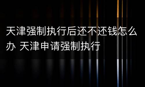 天津强制执行后还不还钱怎么办 天津申请强制执行