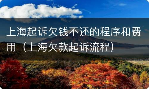 上海起诉欠钱不还的程序和费用（上海欠款起诉流程）