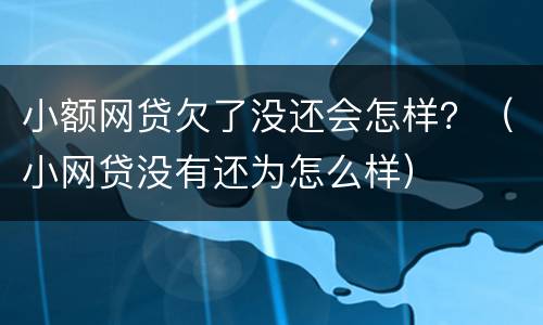 小额网贷欠了没还会怎样？（小网贷没有还为怎么样）